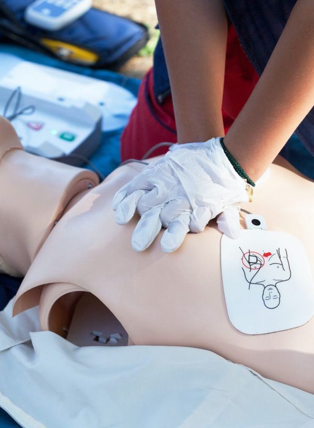 First aid training using automated external defibrillator device - AED
